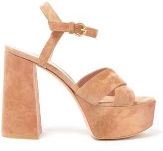 Gianvito Rossi Crossover-front 70 Platform Suede Sandals - Womens - Nude