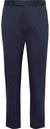 Gucci Slim-Fit Tapered Webbing-Trimmed Cotton-Twill Trousers