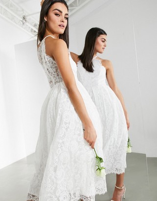 ASOS EDITION Valerie lace halter neck midi wedding dress - ShopStyle