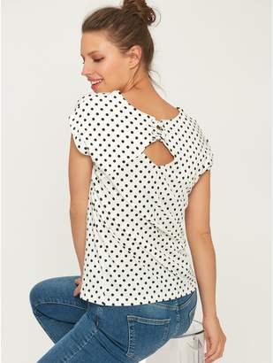 M&Co Spot print lace back t-shirt