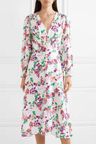 Thumbnail for your product : Saloni Eve Floral-print Silk-satin Jacquard Midi Dress - Purple