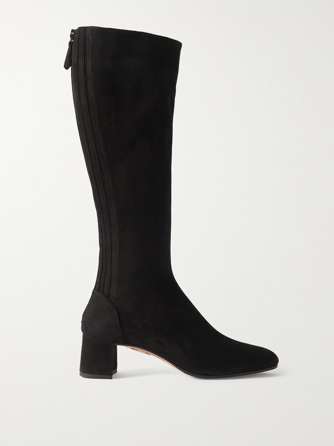 Aquazzura Saint Honore Suede Knee Boots Black ShopStyle