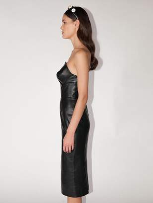 Ermanno Scervino Strapless Leather Midi Dress