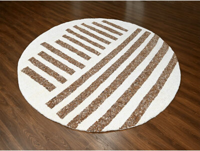 Isabelline Vernoica One-of-a-Kind 10' X 10' New Age Round Wool Area Rug Brown