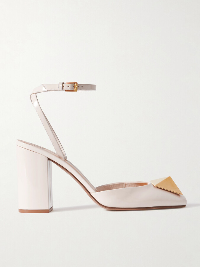 Valentino Garavani One Stud 90 Patent-leather Pumps - Ivory