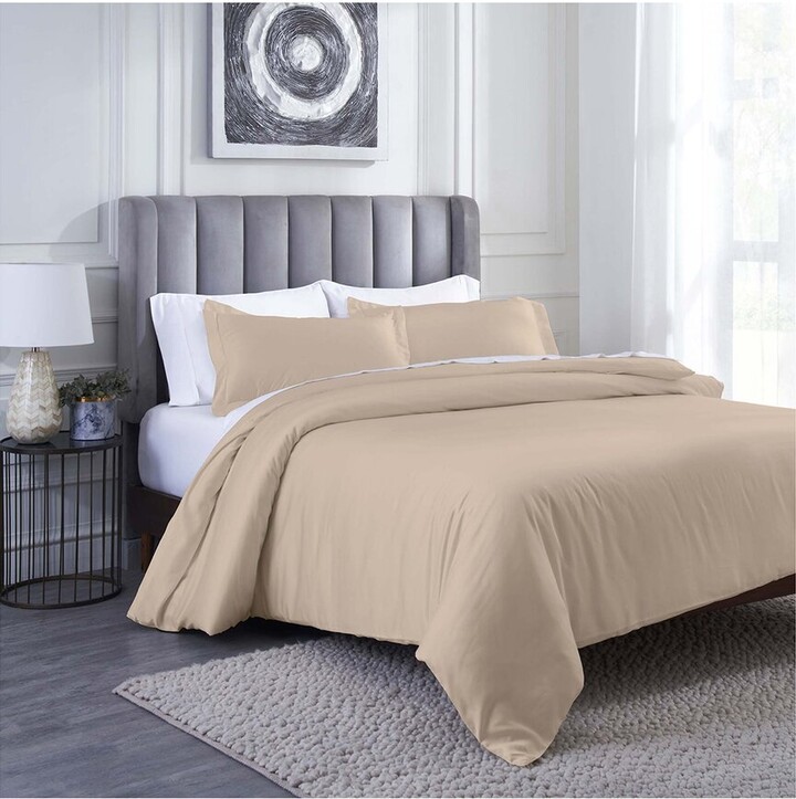 Superior Modal From Beechwood 400 Thread Count Lightweight Cooling Solid Duvet Cover Set