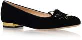 Thumbnail for your product : Charlotte Olympia Velvet Kitty Flat