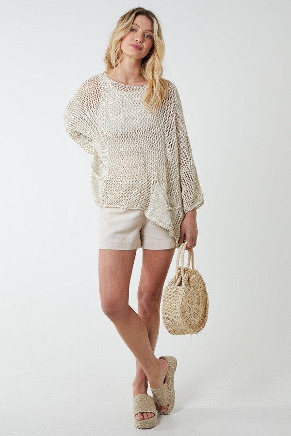 Blue Vanilla Crochet Pocket Jumper ShopStyle Knitwear