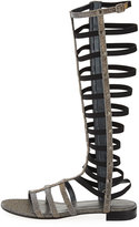 Thumbnail for your product : Stuart Weitzman Glitter Knee-High Gladiator Sandal, Pyrite