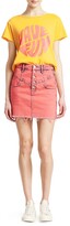 Thumbnail for your product : Mother Swooner Distressed Hem A-Line Denim Skirt