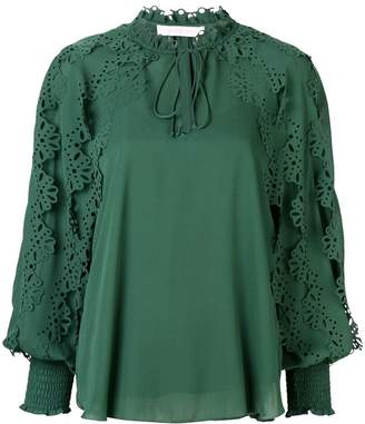 See by Chloe laser-cut floral blouse