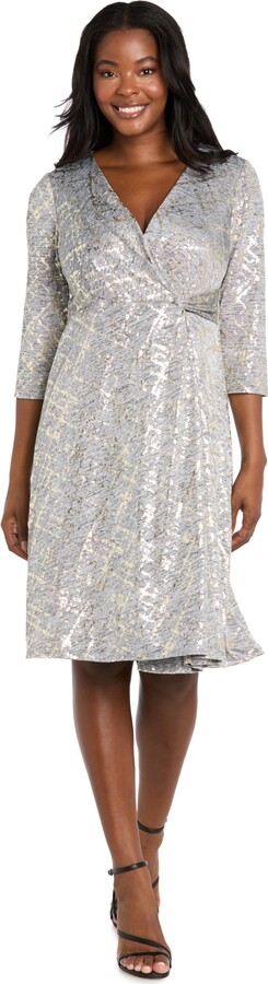 R & M Richards Women's V-Neck Faux Wrap Dress