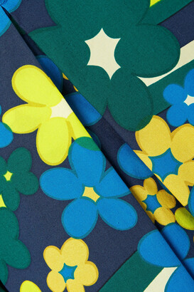 Marni Pleated Floral-print Cotton-poplin Midi Dress - Green