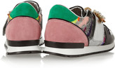 Thumbnail for your product : Shourouk Embellished patent-leather and suede sneakers