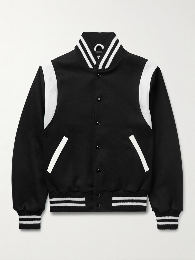 GoldenBear The Hayes Leather-Panelled Wool-Blend Varsity Jacket