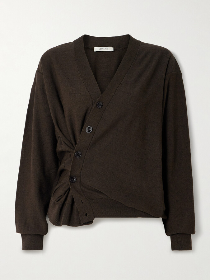 Lemaire Twisted Convertible Wool-blend Cardigan - Brown