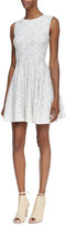 Thumbnail for your product : Diane von Furstenberg Jeannie Sleeveless Diamond-Print Cotton Dress, White/Gray