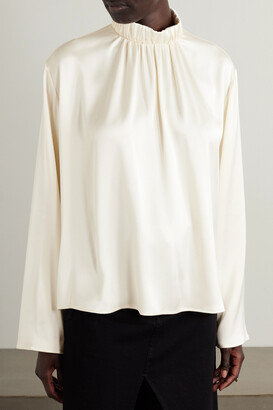 J.W.Anderson Gathered Satin Blouse - Ivory - ShopStyle Tops 