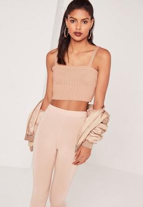 Missguided Square Neck Crop Top Nude