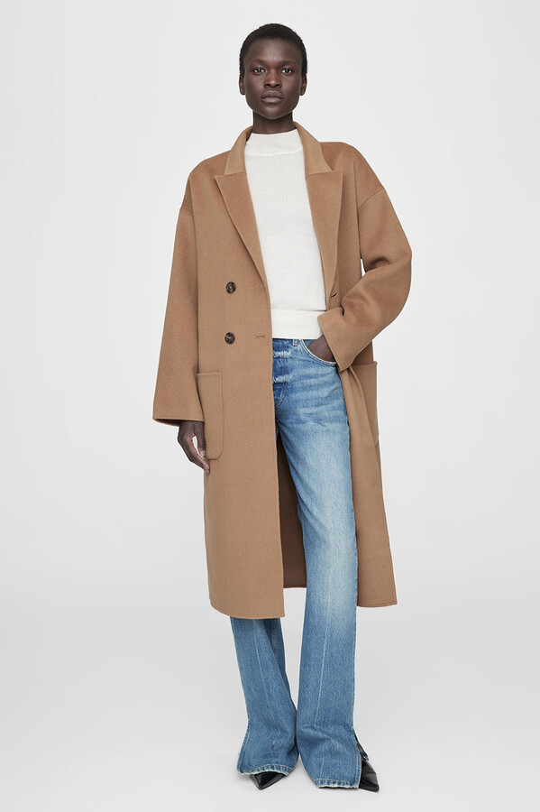 camel coat tie waist