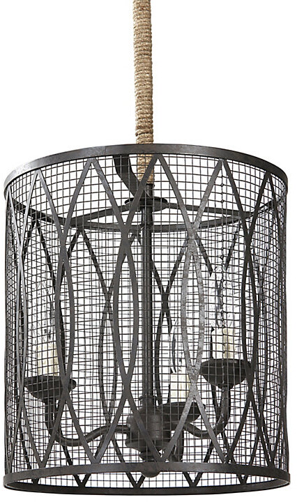 Details about   Ballard Designs Dasia Hanging Pendant Light Gray Large birdcage lamp chandelier 