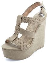Thumbnail for your product : Charlotte Russe Braided T-Strap Platform Wedges