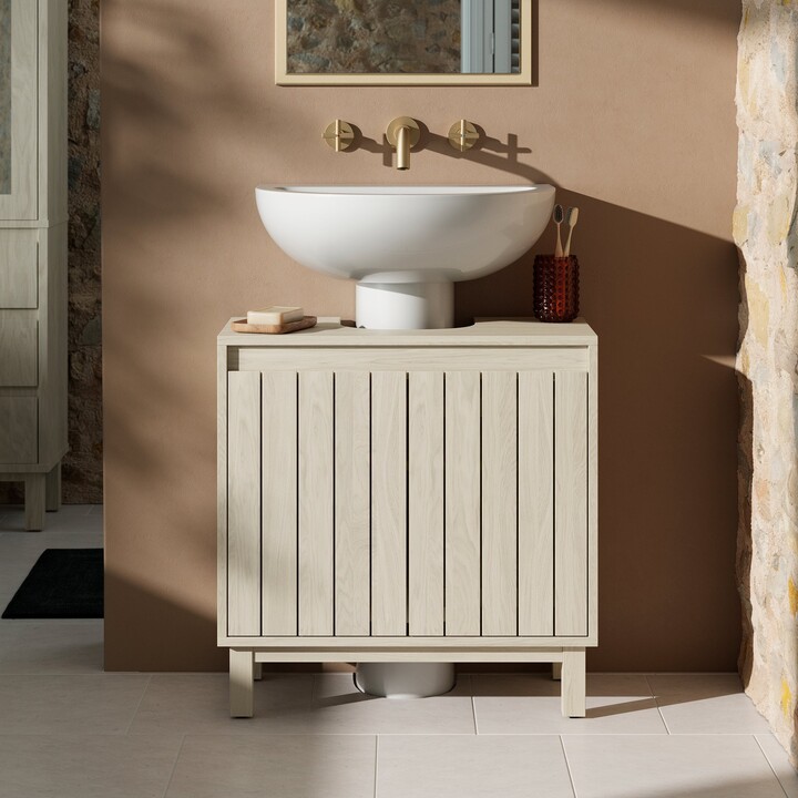 Dunelm Humphrey Undersink Unit, White Wash Whitewashed Wood ShopStyle Bath Accessories