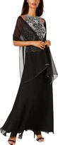 Thumbnail for your product : J Kara Women's Scallop Long Beaded Sleeveless Dress with Scarf