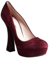 Thumbnail for your product : Miu Miu Wine Suede Glitter Sole Platform Pumps