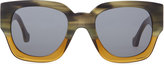 Thumbnail for your product : Balenciaga Thick Square Acetate Sunglasses, Striped Gray/Green