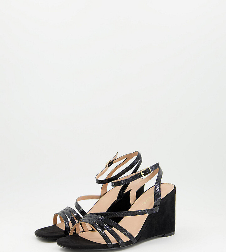 black wedge heels wide width