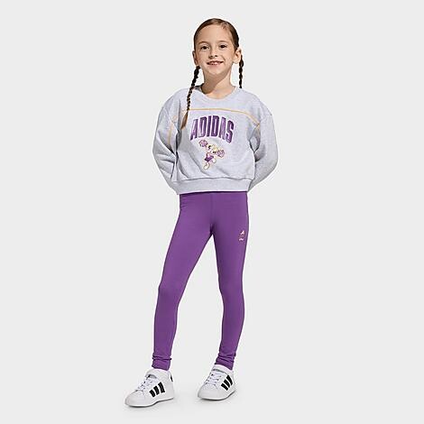 adidas Girls Toddler and Little Kids x Disney Minnie Mouse Sweatshirt and Leggings Set in Light Grey Heather/Semi Ice Tangerine | Size: 3T