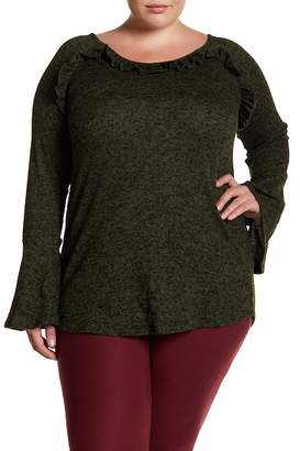 Planet Gold Long Bell Sleeve Ruffled Tee (Plus Size)