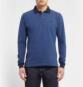 Thumbnail for your product : Etro Contrast-Trim Long-Sleeved Cotton-Piqué Polo Shirt