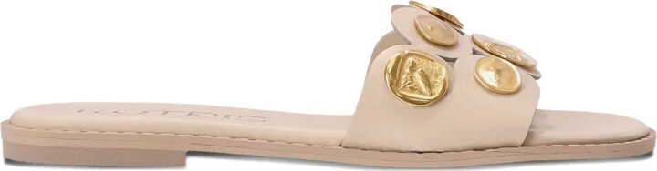 Kotris Sandals Leather Coin-Embellished Sandals