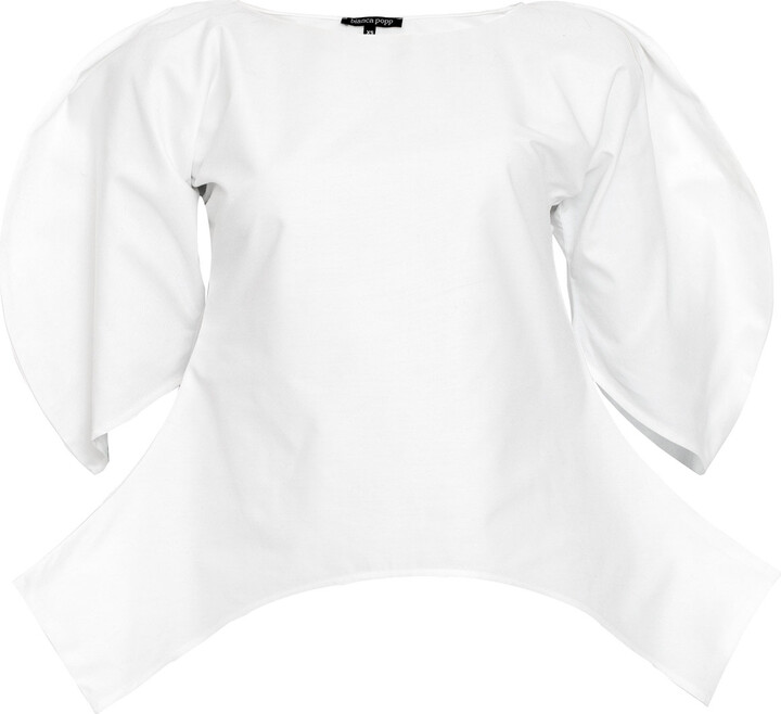 Bianca Popp Puff Blouse With Flaps In White Cotton
