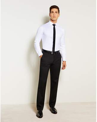 Murano Wardrobe Essentials Long-Sleeve Slim-Fit Textured Spread-Collar Sportshirt