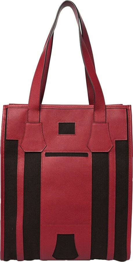 Hermes Red Epsom Leather Petit H Bell Tote Bag (Authentic Pre-Loved)