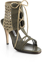 Thumbnail for your product : Manolo Blahnik Cutout Lace-Up Sandals