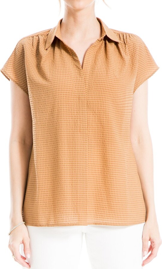 Max Studio Texture Collar Top