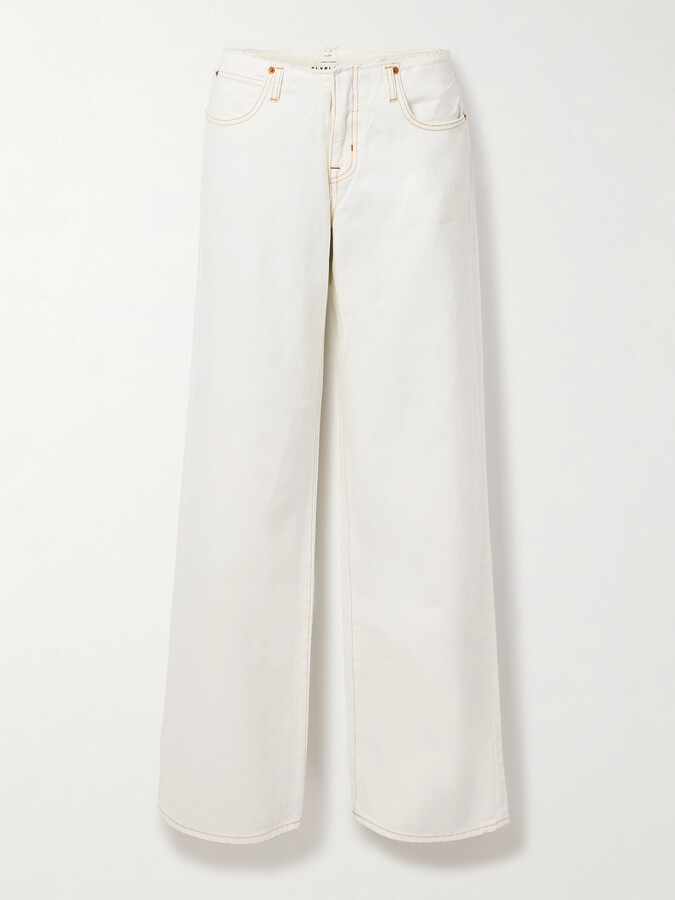 SLVRLAKE Mica Frayed Low-rise Wide-leg Jeans - White