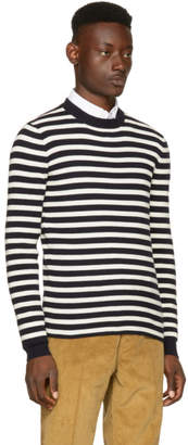 Prada Navy and Off-White Striped Lambswool Sweater