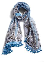 Thumbnail for your product : Tory Burch 'Olea' Floral Mix Pompom Scarf