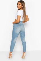 Thumbnail for your product : boohoo Petite Distressed High Waist Mom Jeans