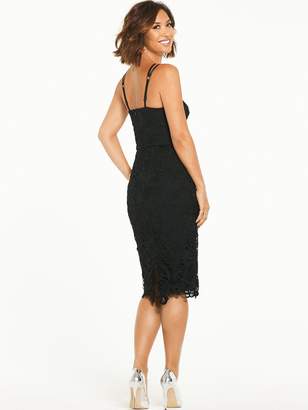 Myleene Klass Strap Detail Lace Bodycon Dress - Black