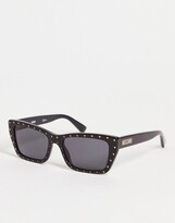 Thumbnail for your product : Moschino rectangle stud sunglasses in black