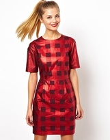 Thumbnail for your product : ASOS Metallic Check Shift Dress - Red