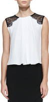 Thumbnail for your product : Alice + Olivia Lorretta Lace-Shoulder Sleeveless Top, White