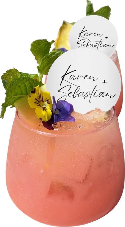 50 Edible Cocktail Toppers - Cursive Script Customizable Any Occassion Beverage Toppers-Monogram Wedding Birthday Party Garnishes
