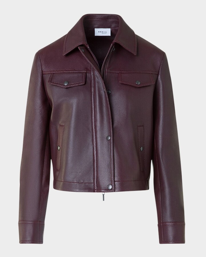 Akris Punto Zip-Front Perforated Leather Jacket